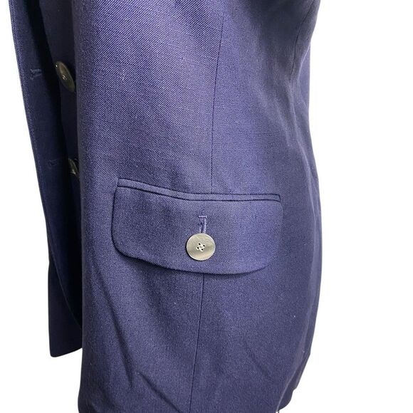 Vtg Jones New York 8 blazer Navy Blue lightweight wool collarless - Picture 7 of 9
